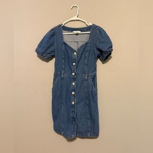 Miss Selfridge Denim Button-Up Dress with Tie Front
